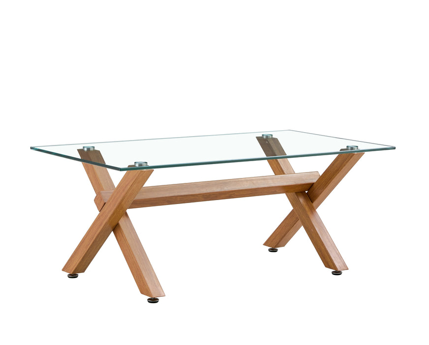 Table à manger IXE en bois XXL plateau transparent 180 cm - image 2