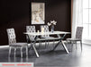 Table à manger IXE chrome plateau en verre trempé 150 cm