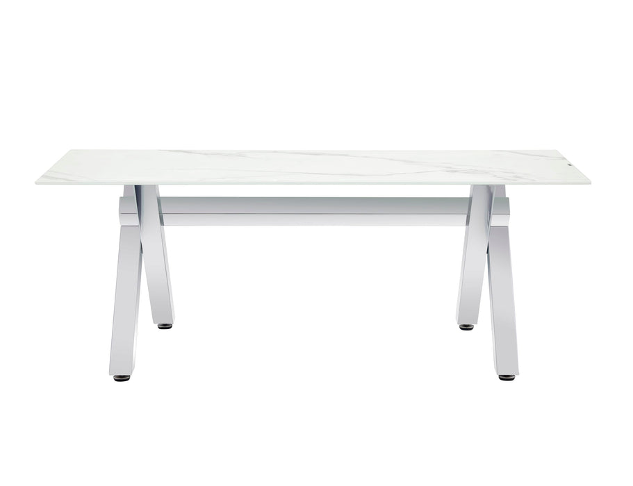 Table à manger IXE chrome plateau en verre trempé 150 cm - image 6