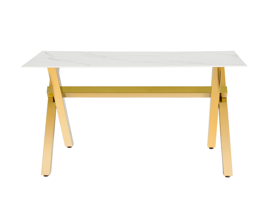 Table à manger IXE gold XXL plateau marbre blanc 180 cm - image 2