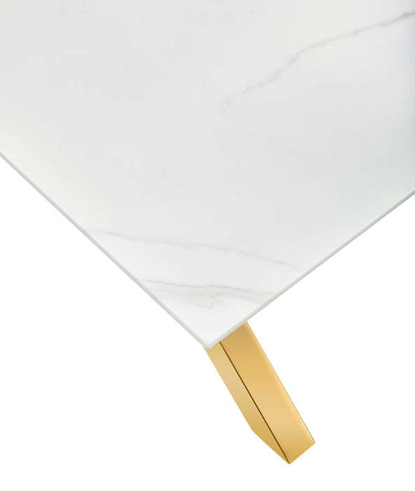 Table à manger IXE gold XXL plateau marbre blanc 180 cm - image 4