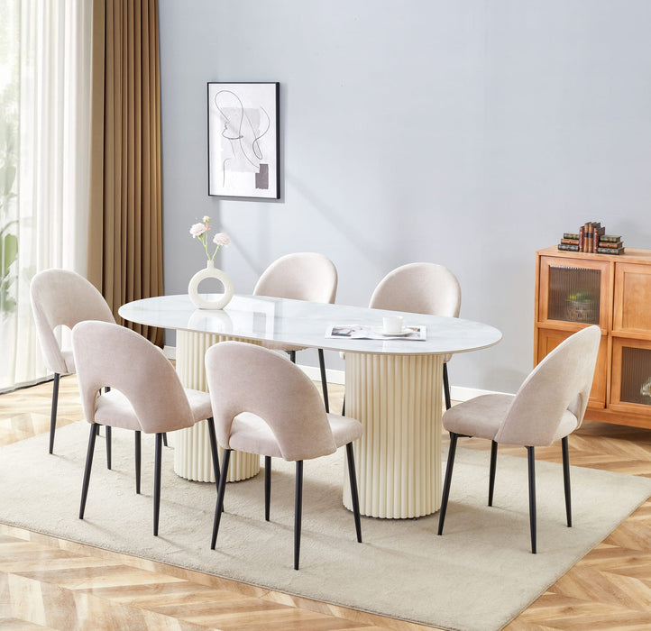 TABLE A MANGER KEYSHA BEIGE CERAMIQUE MOKA 180x90cm
