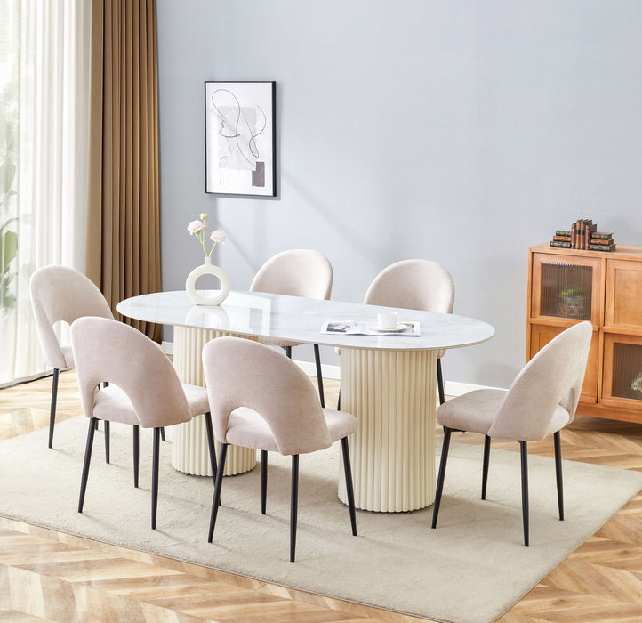 TABLE A MANGER KEYSHA BEIGE CERAMIQUE MOKA 180x90cm - image 4