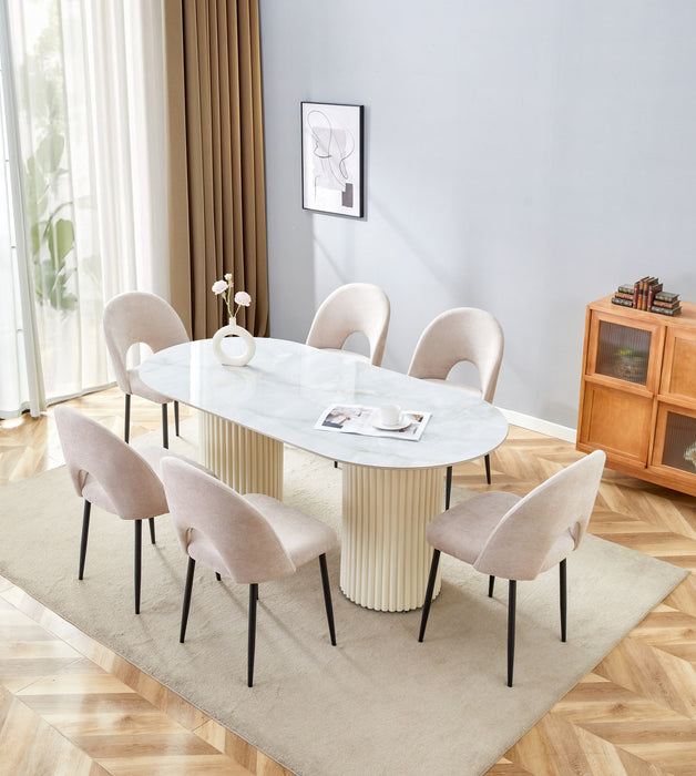 TABLE A MANGER KEYSHA BEIGE CERAMIQUE MOKA 180x90cm