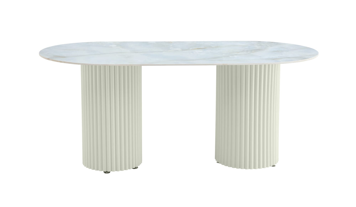 TABLE A MANGER KEYSHA BEIGE CERAMIQUE MOKA 180x90cm
