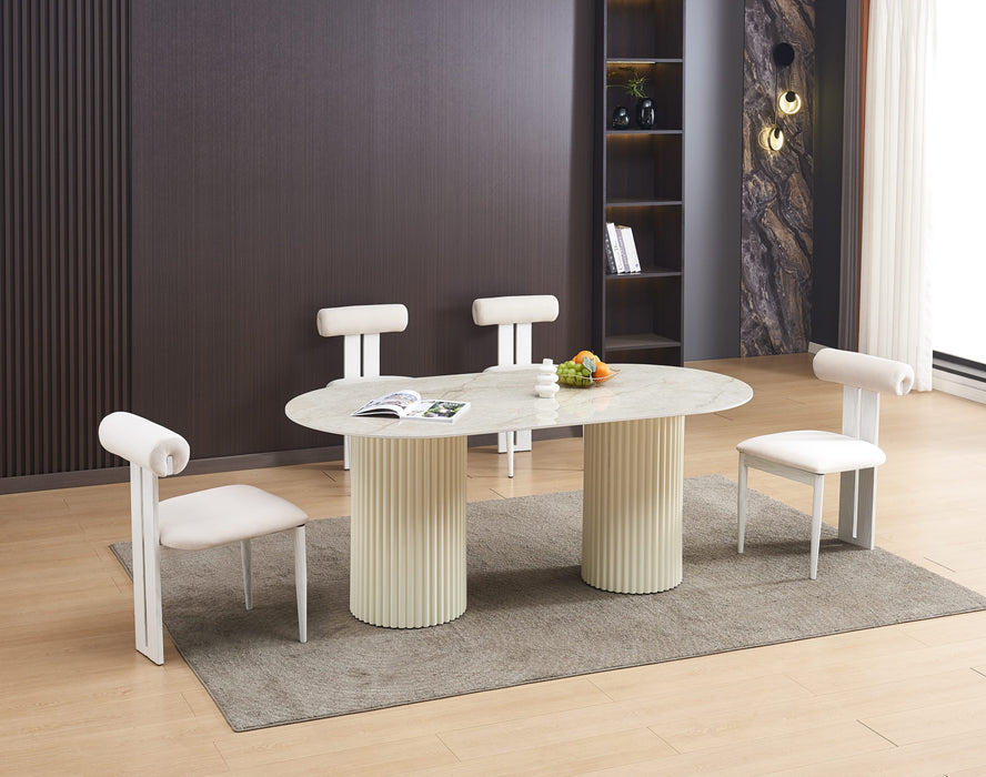 TABLE A MANGER KEYSHA PIED METAL BEIGE PLATEAU CERAMIQUE SHAKESPEARE GRIS180cm - image 6