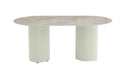TABLE A MANGER KEYSHA PIED METAL BEIGE PLATEAU CERAMIQUE SHAKESPEARE GRIS180cm - image 1
