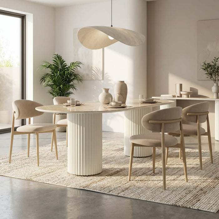 TABLE A MANGER KEYSHA BEIGE CERAMIQUE TRAVERTIN BRILLANT 180x90cm - image 4