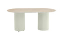 TABLE A MANGER KEYSHA BEIGE CERAMIQUE TRAVERTIN 180x90cm