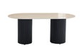 TABLE A MANGER KEYSHA PIED METAL NOIR CERAMIQUE TRAVERTIN BRILLANT 180cm - image 1