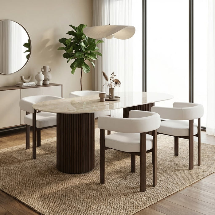 TABLE A MANGER KEYSHA PIED NOYER PLATEAU CERAMIQUE TRAVERTIN BRILLANT 160cm - image 4