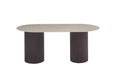 TABLE A MANGER KEYSHA PIED NOYER PLATEAU CERAMIQUE TRAVERTIN MAT 180CM