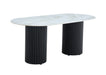 TABLE A MANGER KEYSHA METAL NOIR CERAMIQUE MOKA 180x90cm