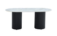 TABLE A MANGER KEYSHA METAL NOIR CERAMIQUE MOKA 180x90cm