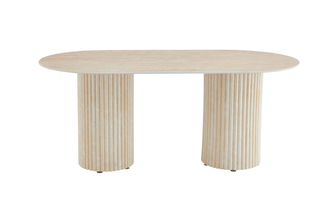 TABLE A MANGER KEYSHA TRAVERTIN CERAMIQUE TRAVERTIN 180x90cm (DT992)