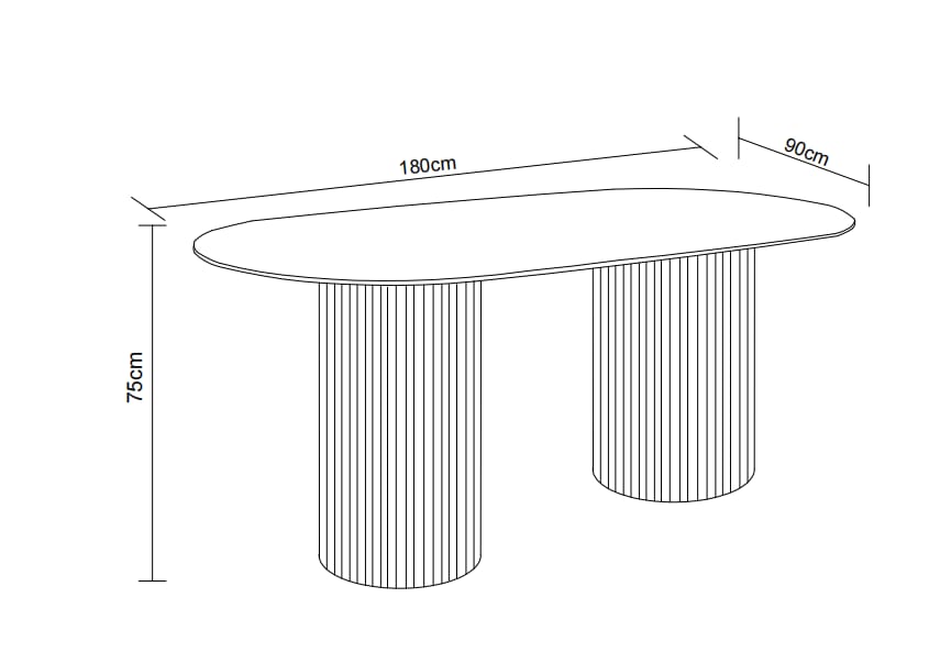 TABLE A MANGER KEYSHA TRAVERTIN CERAMIQUE TRAVERTIN 180x90cm (DT992)