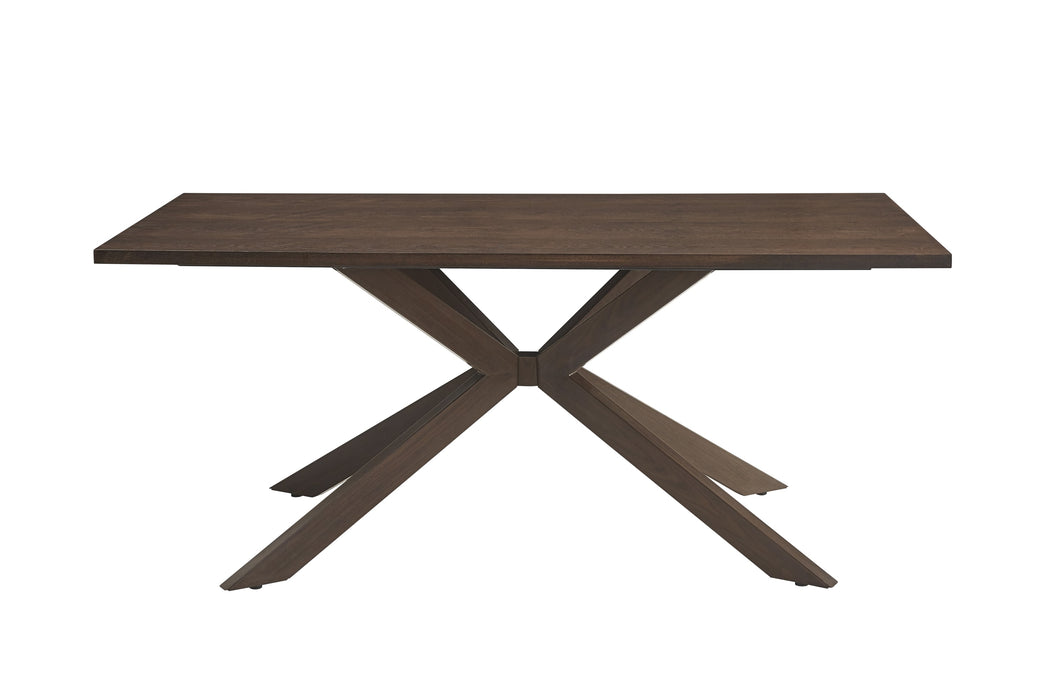 TABLE A MANGER XAVIER PLATEAU MDF EFFET BOIS NOYER PIED METAL EFFET NOYER 180X90X75cm - image 1