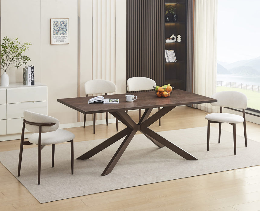 TABLE A MANGER XAVIER PLATEAU MDF EFFET BOIS NOYER PIED METAL EFFET NOYER 180X90X75cm - image 4
