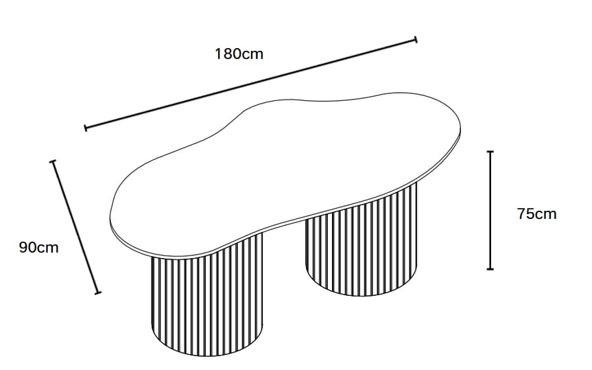 TABLE A MANGER NIKI PIED NOYER  PLATEAU CERAMIQUE TRAVERTIN MAT 180CM