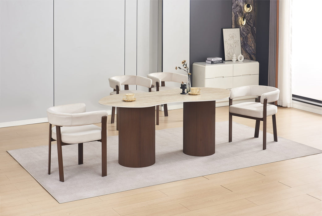 TABLE A MANGER NIKI PIED NOYER PLATEAU CERAMIQUE TRAVERTIN MAT 180CM - image 4