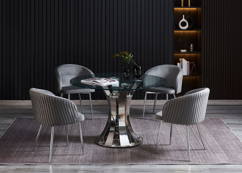 TABLE A MANGER RONDE JUDITH CHROME TRANSPARENT 120CM - image 5