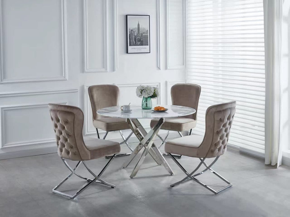 Table a manger ronde JESSICA chrome XXL 120 cm 4 couverts - image 2