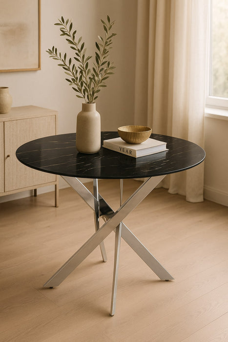 Table à manger ronde JESSICA chrome 100 cm 4 couverts - image 3