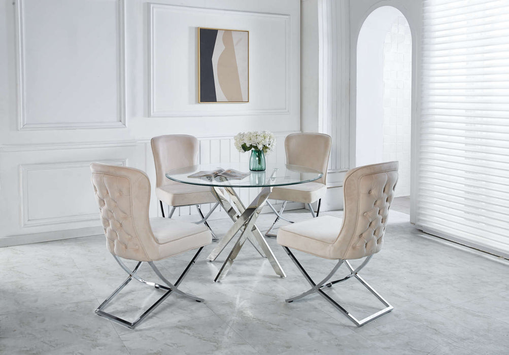 Table a manger ronde JESSICA chrome XXL 120 cm 4 couverts - image 3