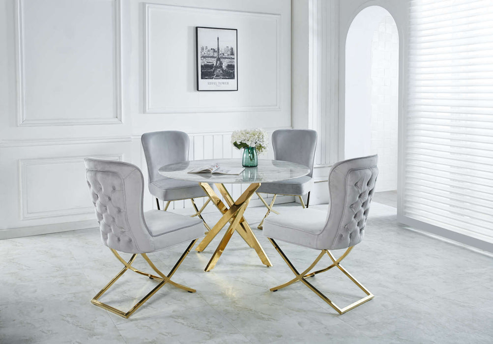 TABLE REPAS JESSICA GOLD MARBRE GRIS 100x75cm