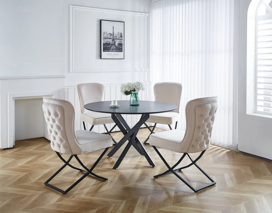 Lot de 4 chaises GABRIELLE Métal noir Velours Capitonné - image 3