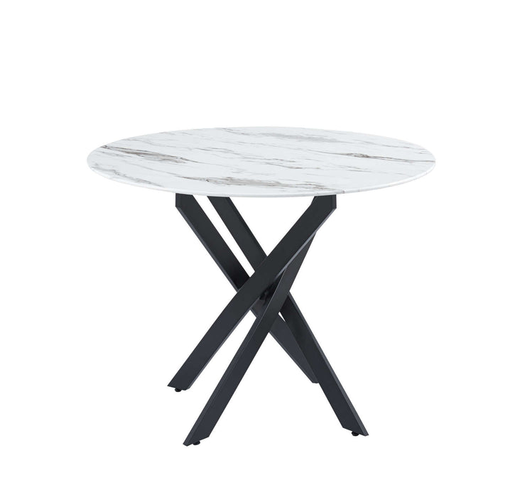 TABLE REPAS JESSICA METAL NOIR MARBRE BLANC 100x75 cm - image 1