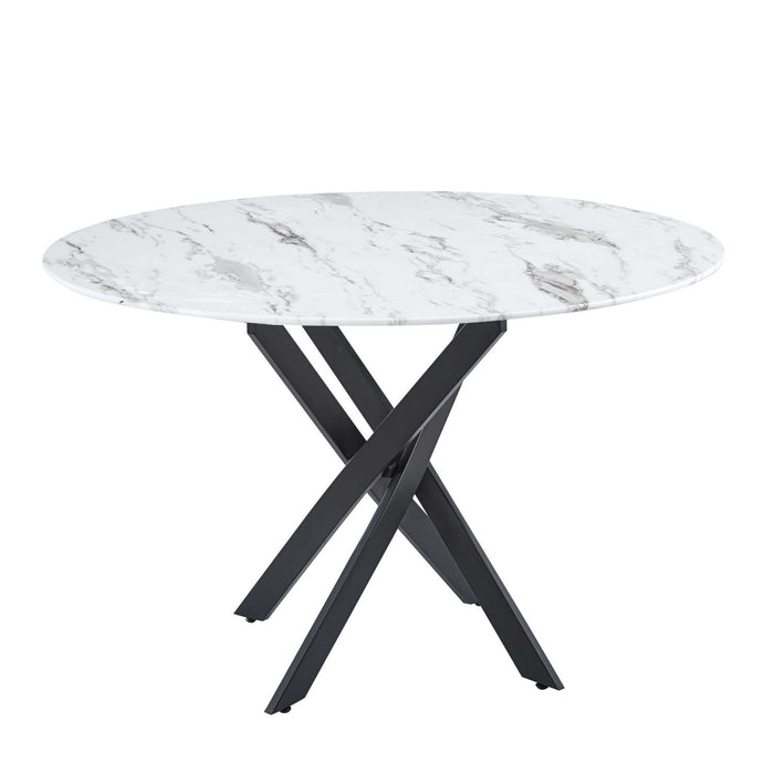 TABLE REPAS JESSICA METAL NOIR MARBRE BLANC 120x75 cm - image 2