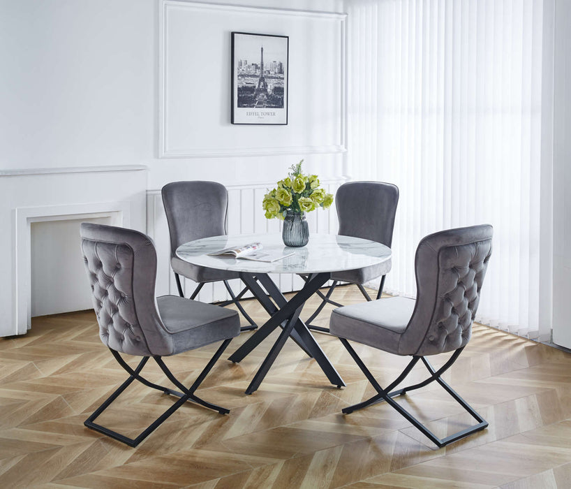 TABLE REPAS JESSICA METAL NOIR MARBRE BLANC 100x75 cm - image 3