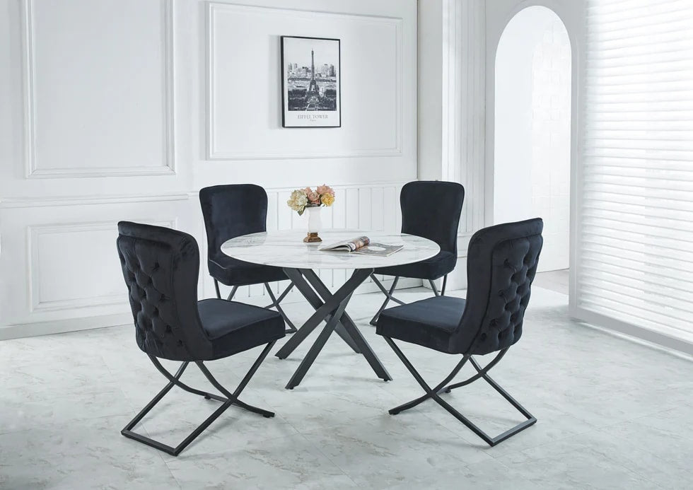 Lot de 4 chaises GABRIELLE Métal noir Velours Capitonné - image 3