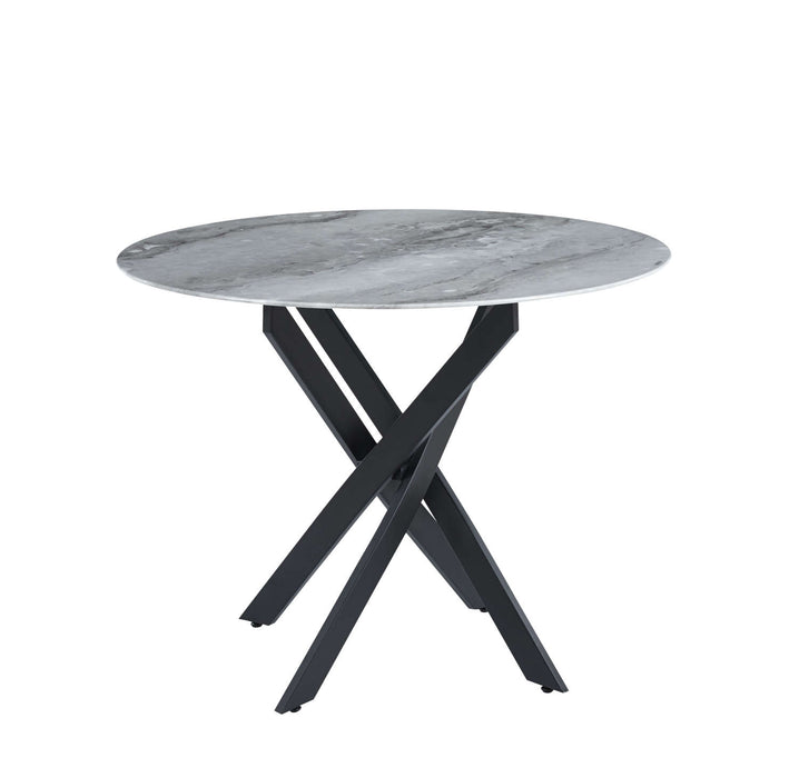 TABLE REPAS JESSICA METAL NOIR MARBRE GREIGE 100x75cm - image 1