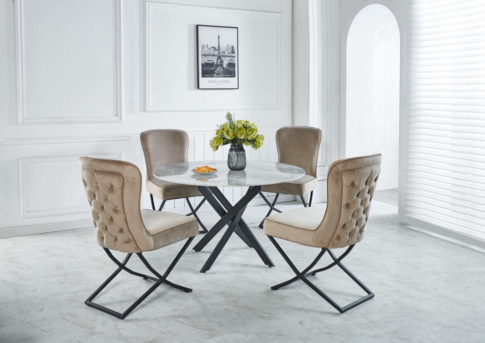 TABLE REPAS JESSICA METAL NOIR MARBRE GREIGE 120x75cm - image 3