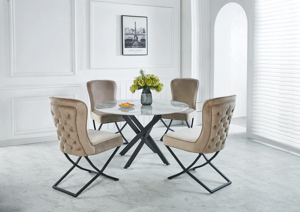 Lot de 4 chaises GABRIELLE Métal noir Velours Capitonné - image 3