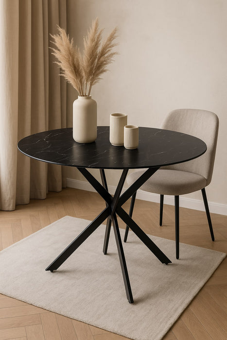 TABLE REPAS JESSICA METAL NOIR MARBRE NOIR 120X75CM - image 3