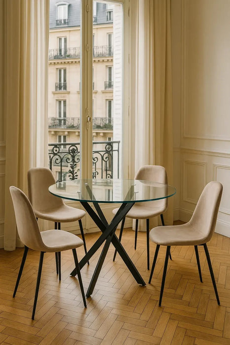 TABLE REPAS JESSICA METAL NOIR PLATEAU TRANSPARENT XXL 120 x 75 - image 2