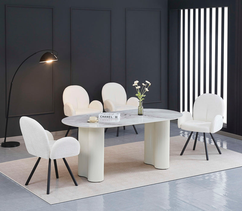 Table VENEZIA plateau céramique marbré blanc L 180 cm - image 6