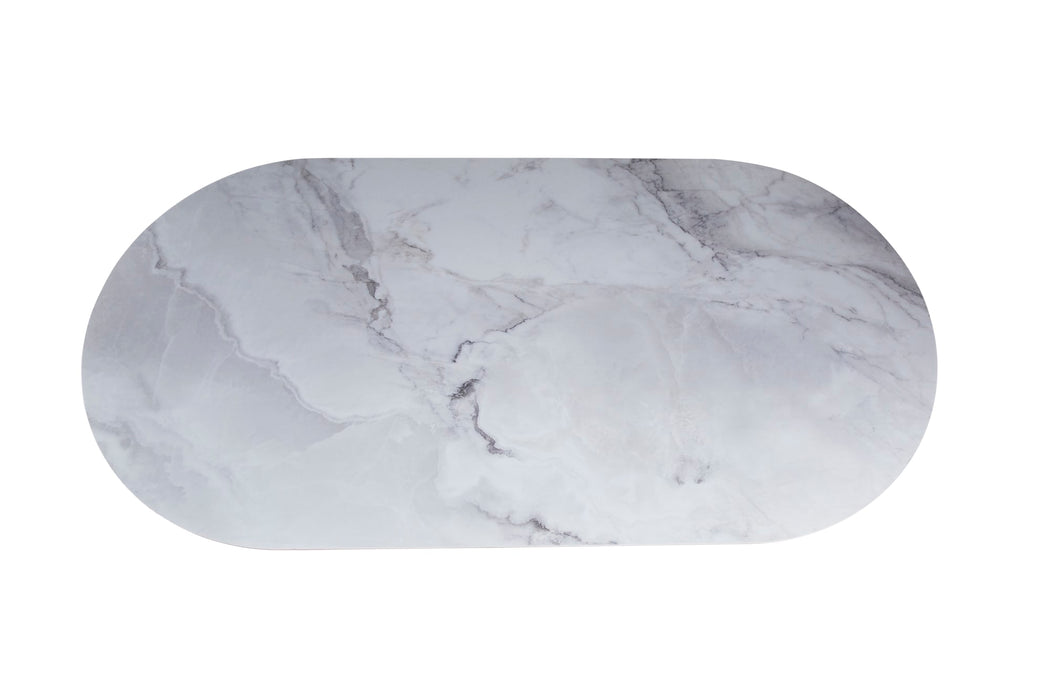 TABLE A MANGER ANNA PIED BEIGE PLATEAU EN CERAMIQUE MARBRE GRIS 180x90x75CM