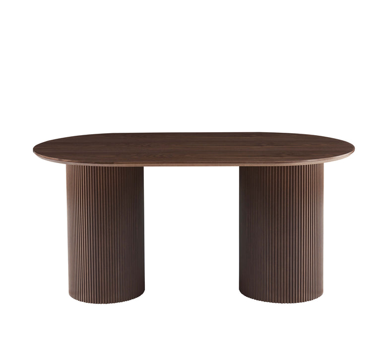 TABLE A MANGER KINSHASA PIED METAL EFFET NOYER PLATEAU EFFET BOIS NOYER 160x90x75cm - image 1