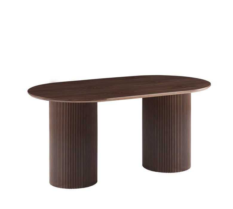TABLE A MANGER KINSHASA PIED METAL EFFET NOYER PLATEAU EFFET BOIS NOYER 160x90x75cm - image 2