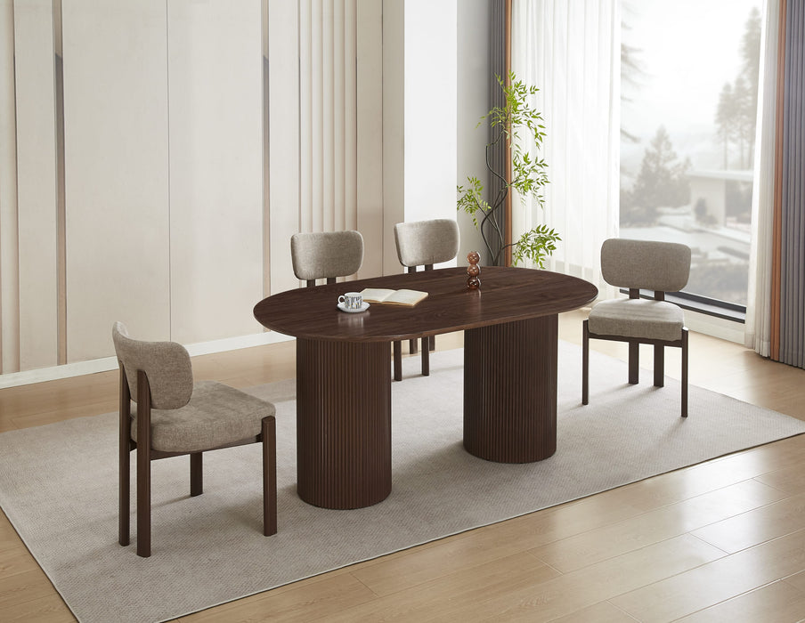TABLE A MANGER KINSHASA PIED METAL EFFET NOYER PLATEAU EFFET BOIS NOYER 160x90x75cm - image 5
