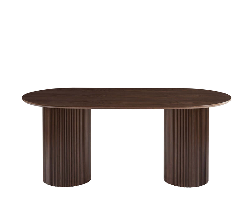 TABLE A MANGER KINSHASA PIED METAL EFFET NOYER PLATEAU EFFET BOIS NOYER 180x90x75cm - image 1