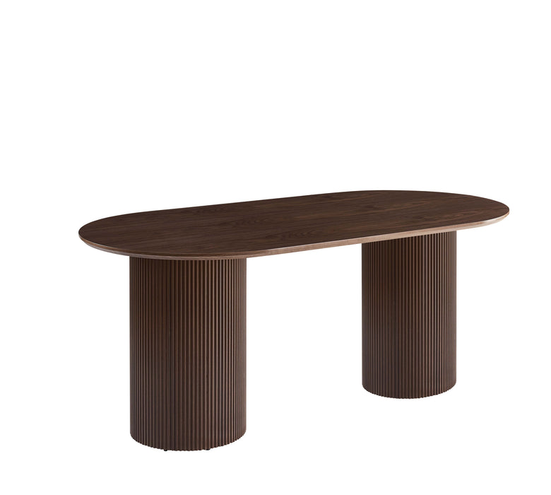 TABLE A MANGER KINSHASA PIED METAL EFFET NOYER PLATEAU EFFET BOIS NOYER 180x90x75cm - image 2