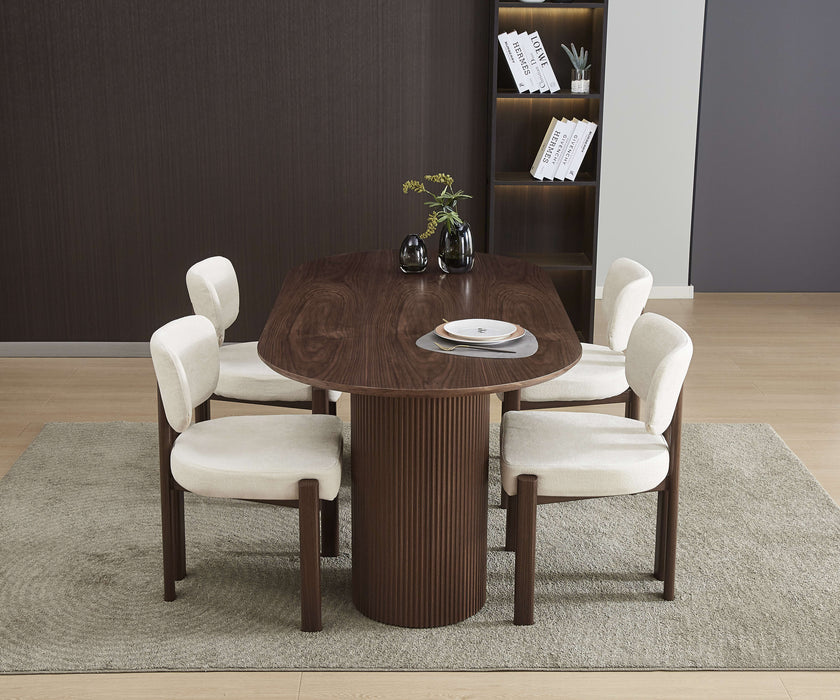 TABLE A MANGER KINSHASA PIED METAL EFFET NOYER PLATEAU EFFET BOIS NOYER 180x90x75cm - image 5