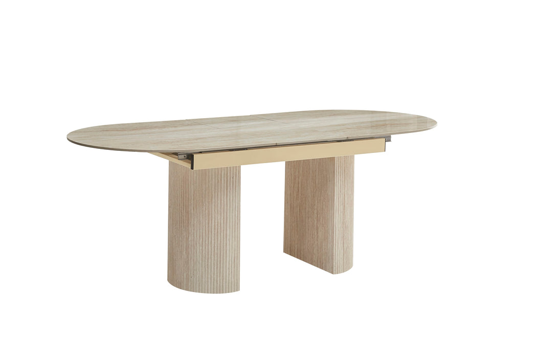 TABLE EXTENSIBLE SAHARA PIED EFFET TRAVERTIN PLATEAU CERAMIQUE TRAVERTIN BRILLANT 160/200x90x75 - image 3