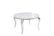 TABLE BAROQUE RONDE PIEDS CHROME PLATEAU EN VERRE MARBRE DE CARRARE 130x75cm - image 1