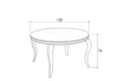 TABLE BAROQUE RONDE PIEDS CHROME PLATEAU EN VERRE MARBRE DE CARRARE 130x75cm - image 3
